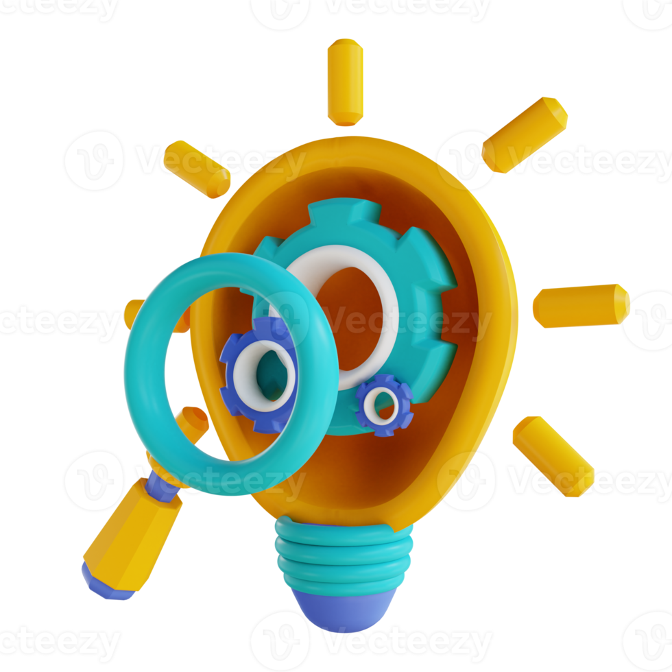 3D illustration search idea setting png