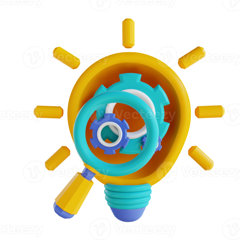 3D illustration search idea setting png