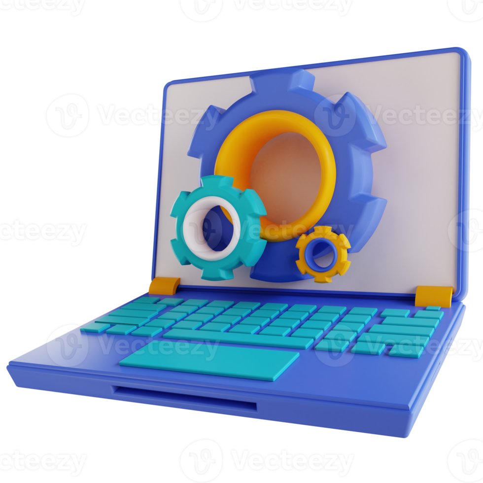 3D illustration laptop settings png