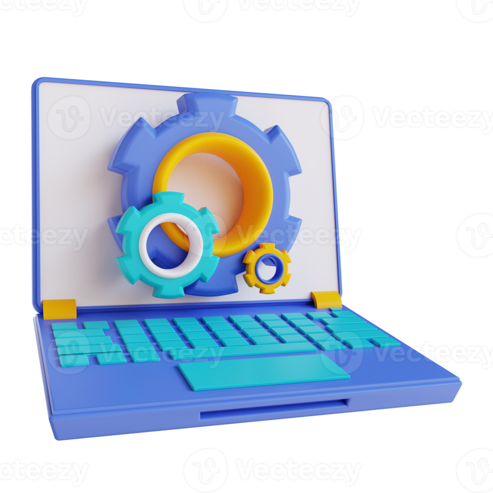 3D illustration laptop settings png