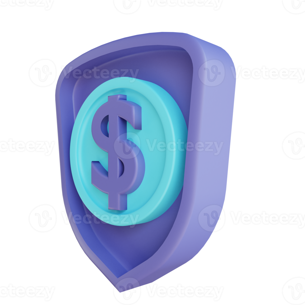 3D illustration coin protection png