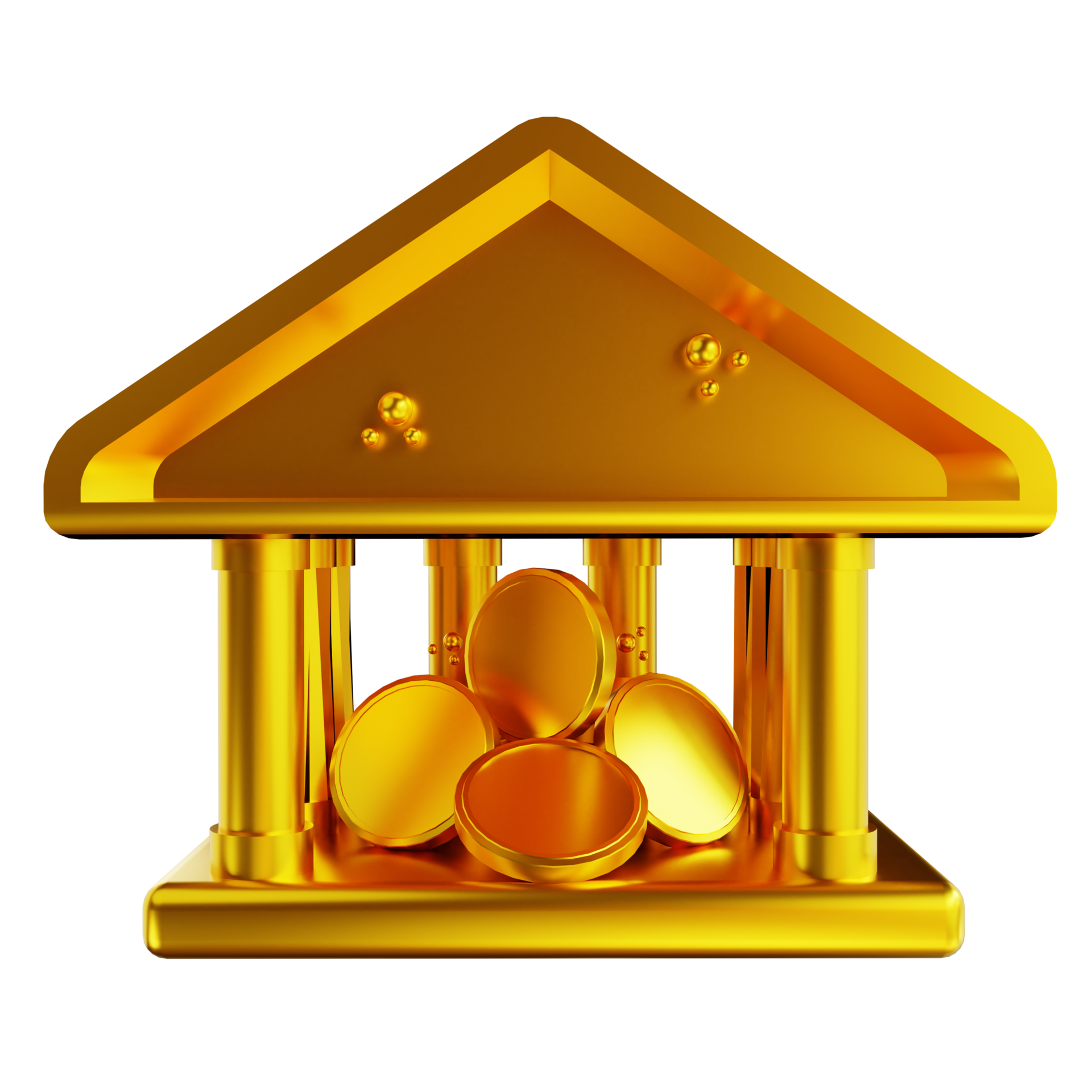 3D Illustration Golden General Bank And Coin 9390754 PNG 3d-illustration-golden-general-bank-and-coin-9390754-png