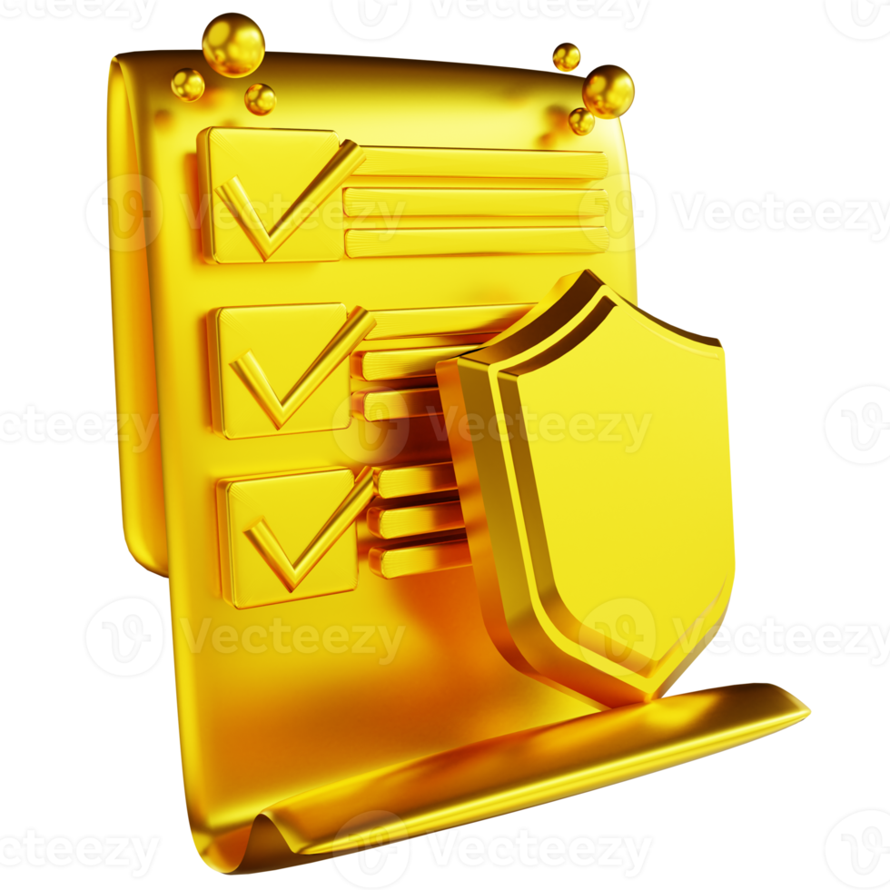3D illustration golden document security png