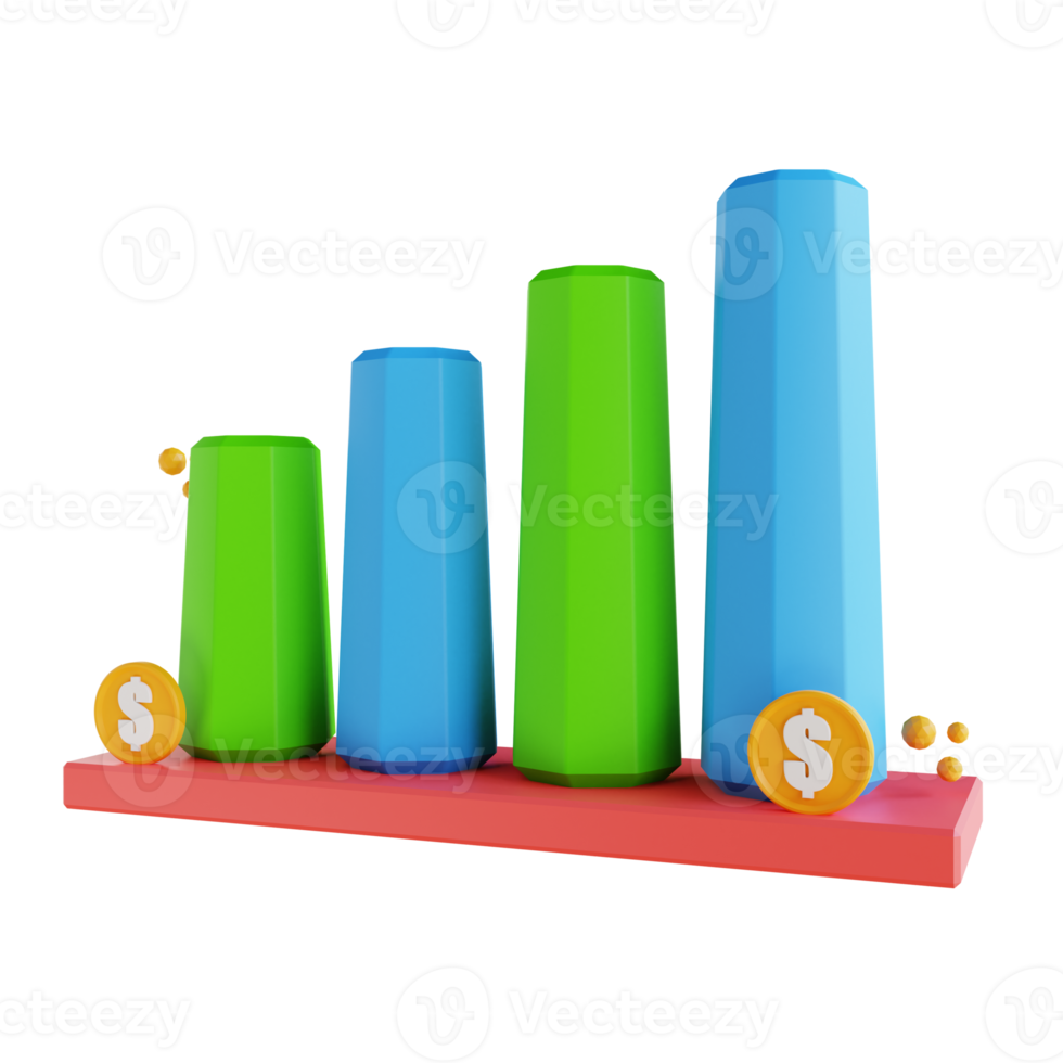 3D illustration low poly graph png