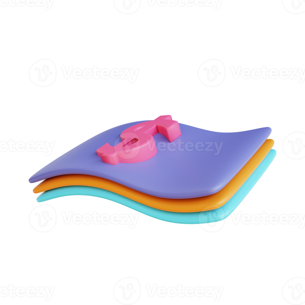 3D illustration cash money png