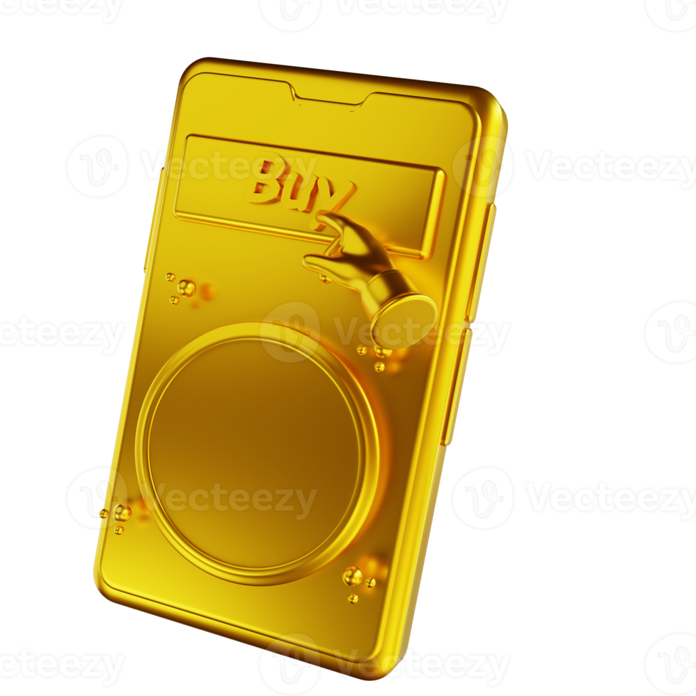 3D illustration golden general coin and bay per click png