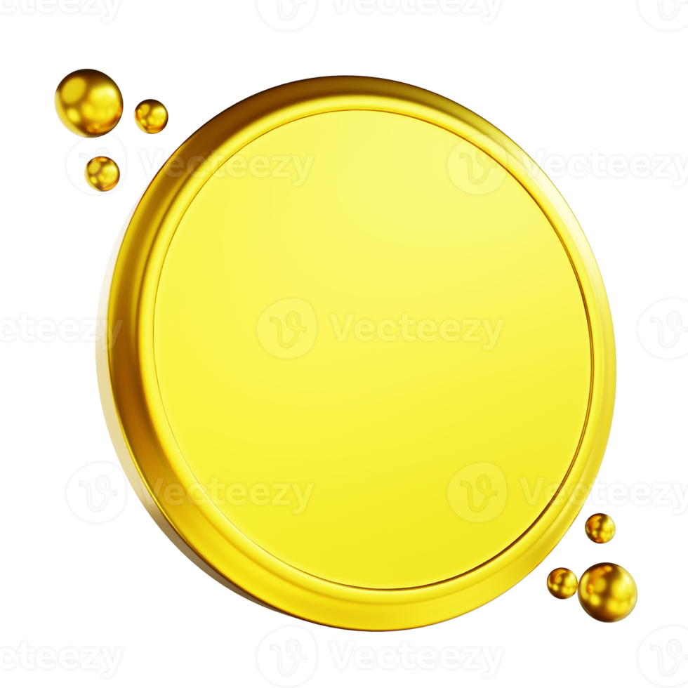 3D illustration golden common coin png