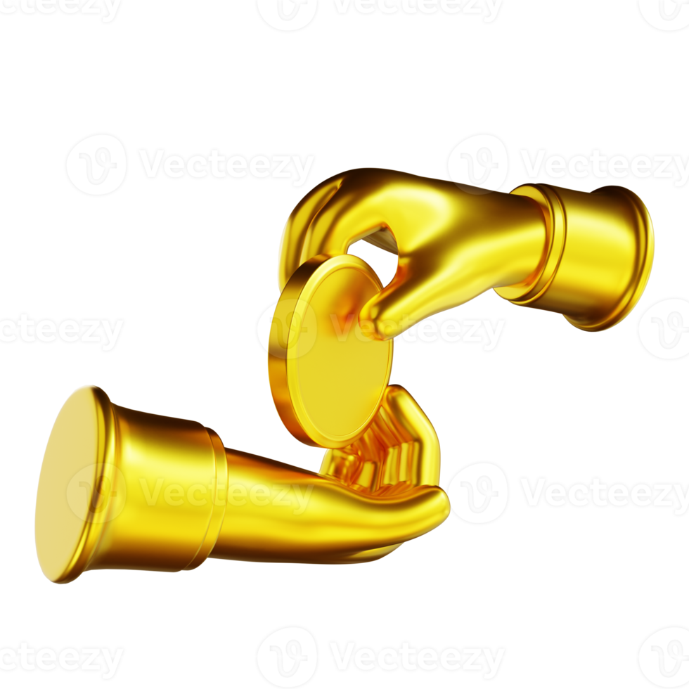 3D illustration golden hand and cashback png