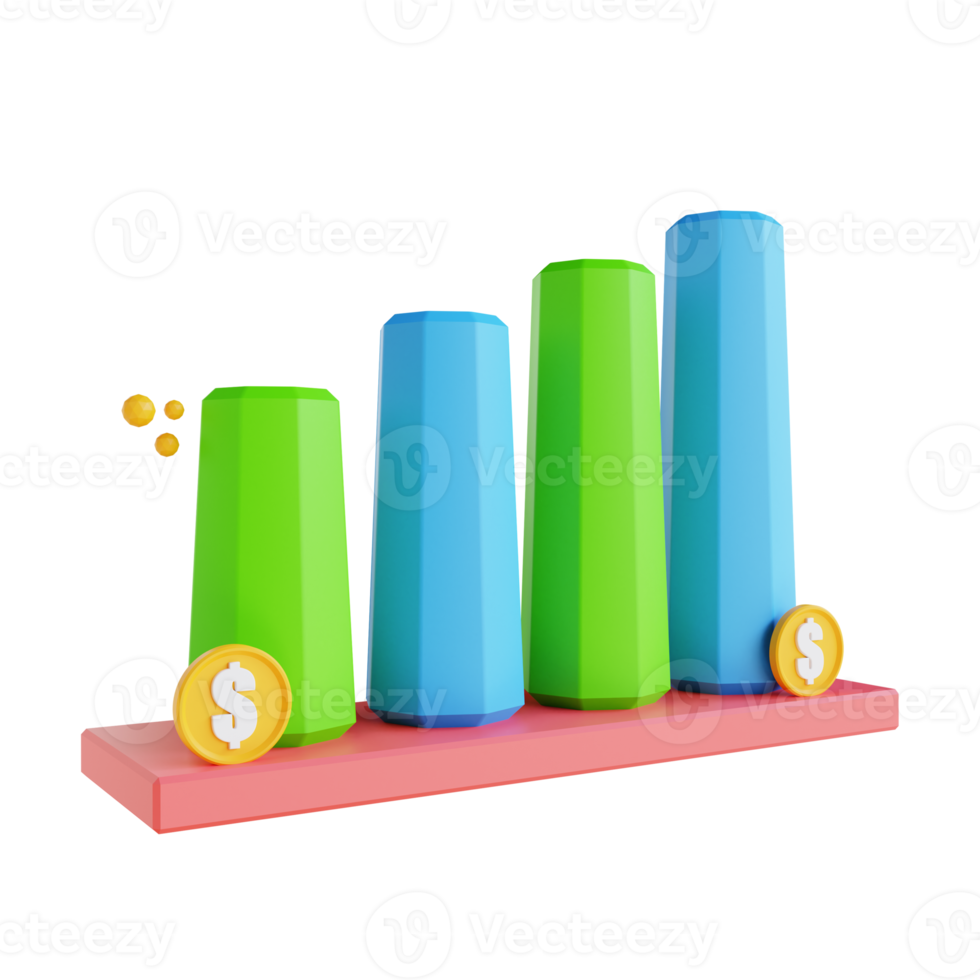 3D illustration low poly graph png