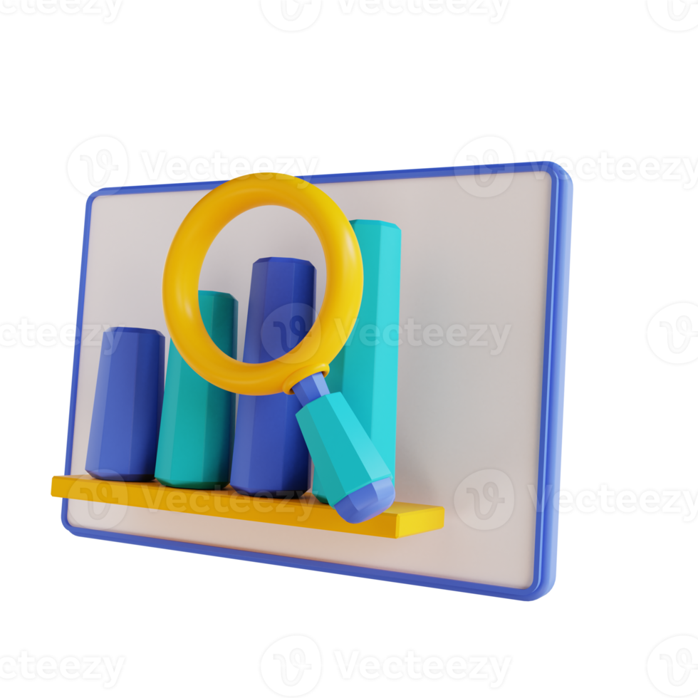 3D illustration data analysis monitoring png