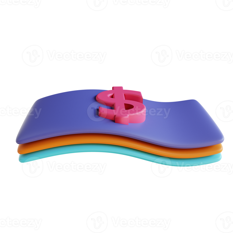 3D illustration cash money png