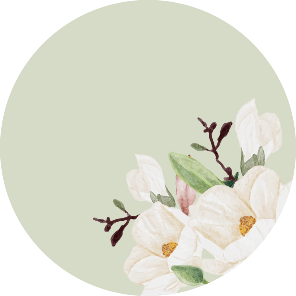 watercolor white magnolia thank you sticker collection png