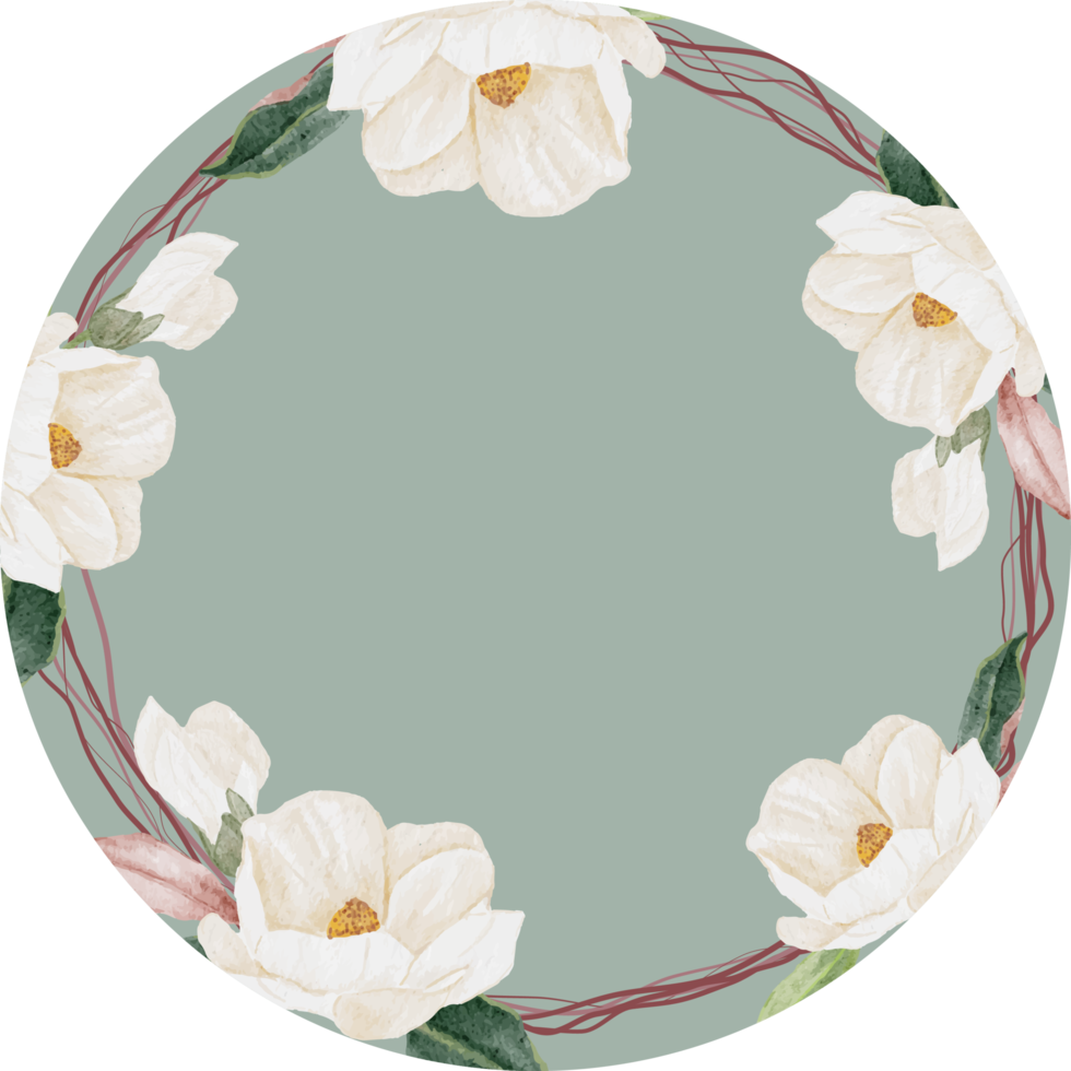 watercolor white magnolia thank you sticker collection png