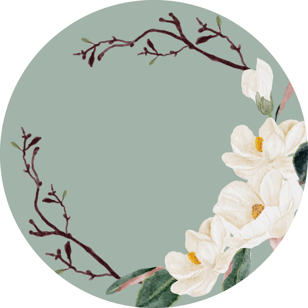 watercolor white magnolia thank you sticker collection png