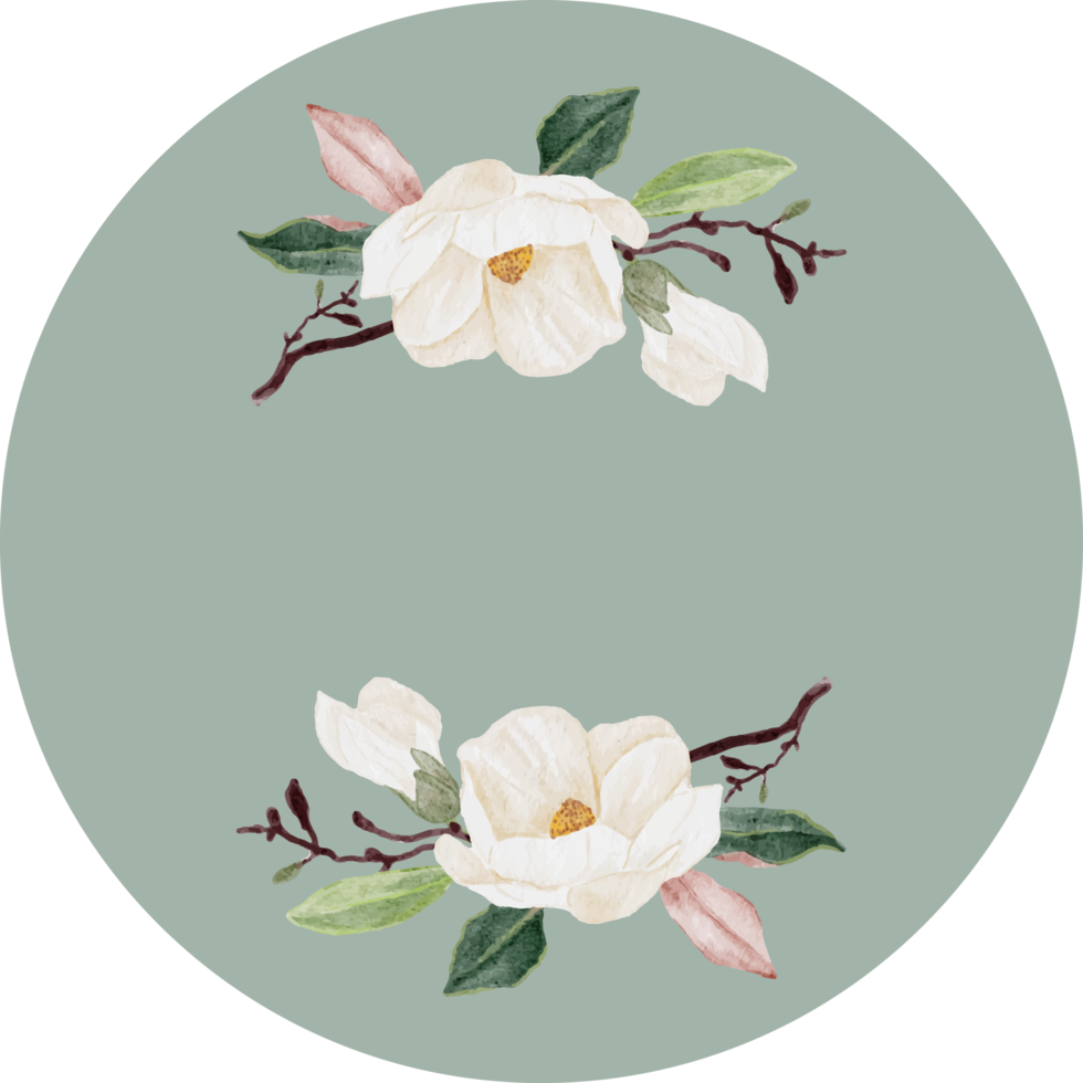 watercolor white magnolia thank you sticker collection png