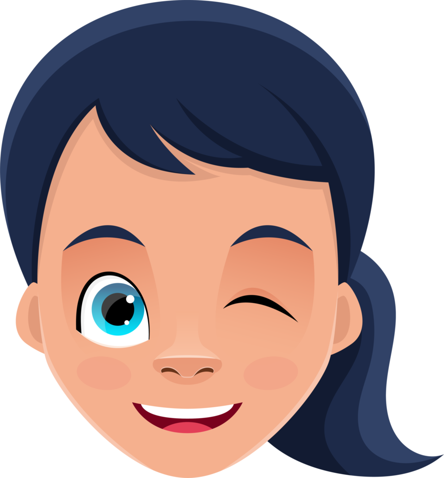 Little girl face expressions clipart design illustration png