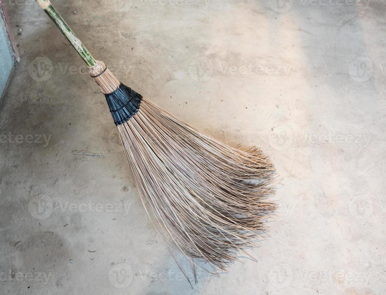 Clouseup of the coconut leaf stick broom. photo