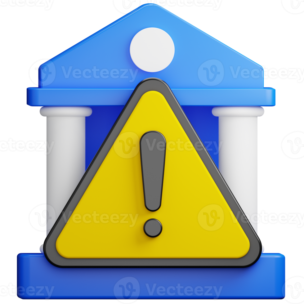 Bank financial crisis 3D Illustration png