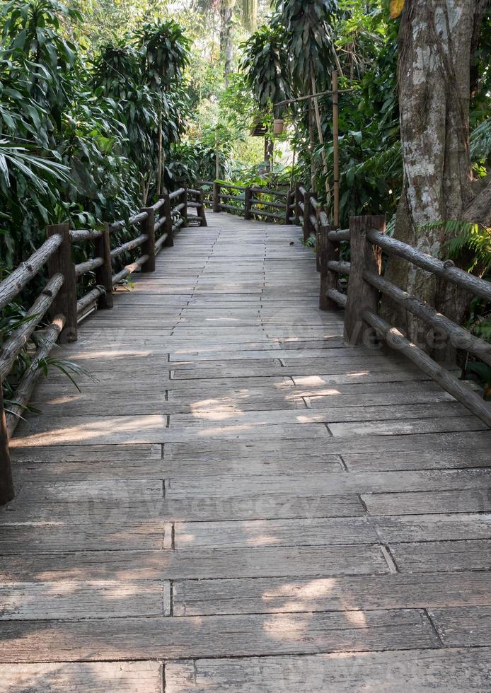 Plank brick path on the walking bridge. photo