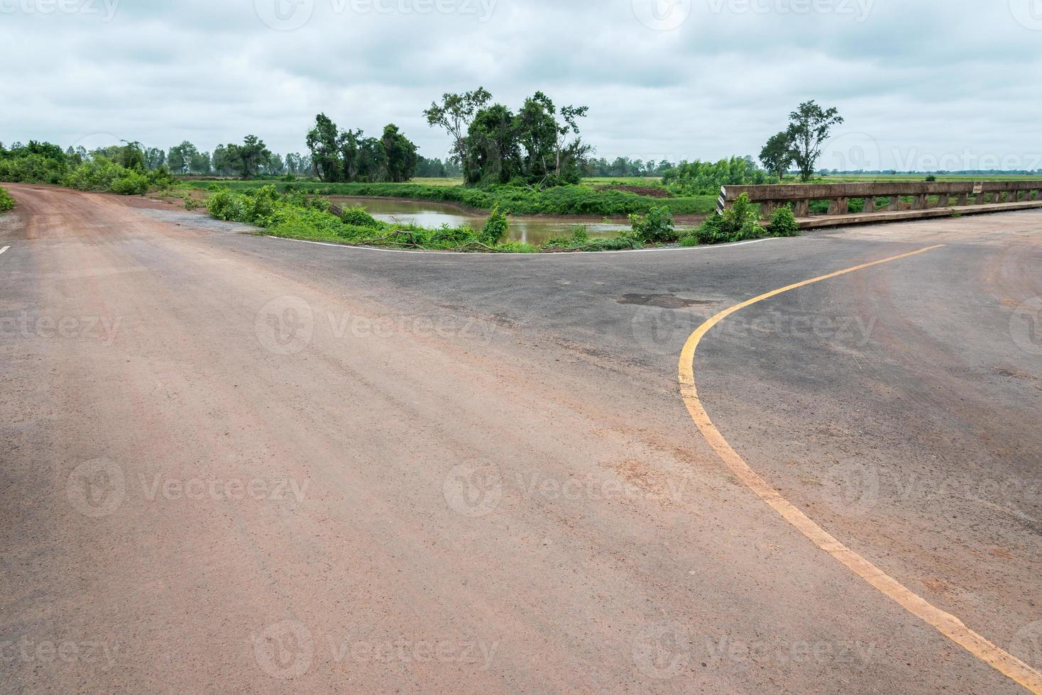 Junction road to paddy field photo