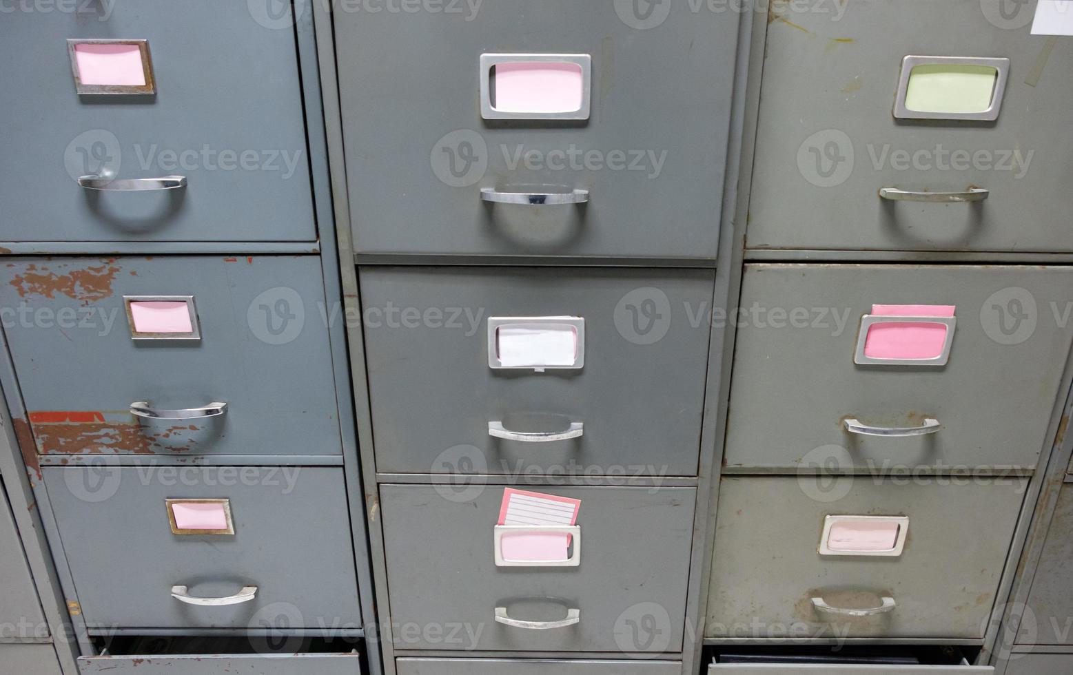 Old filing cabinet with the label frame. photo