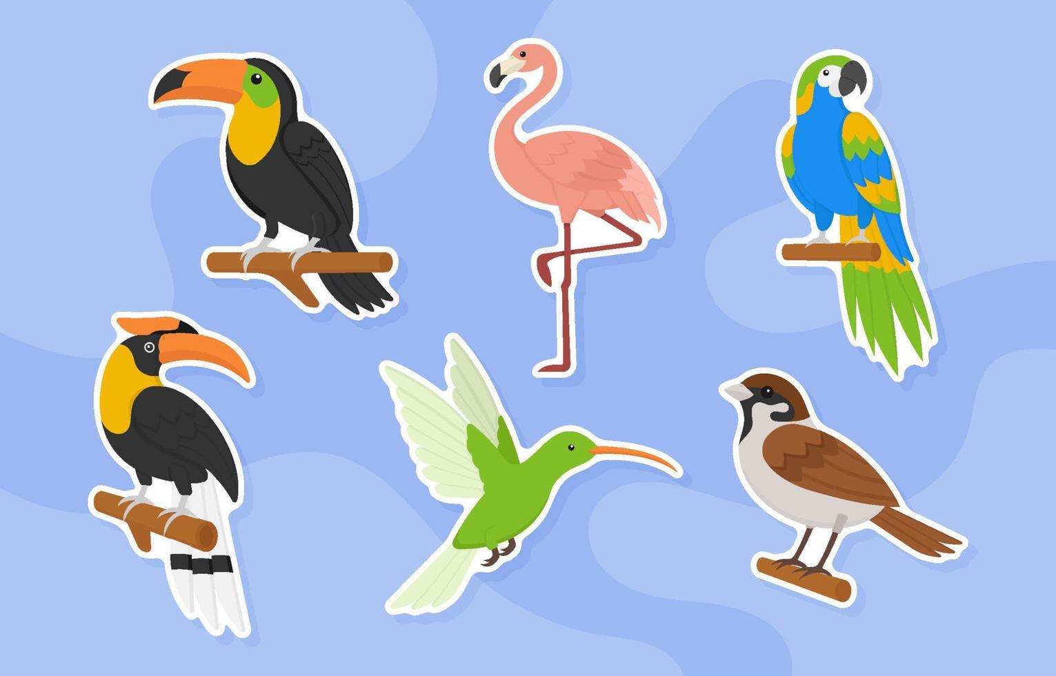 Birds Journal Template Sticker Set vector