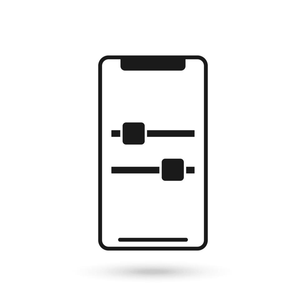 Mobile phone flat design with multimedia settings sign. vector