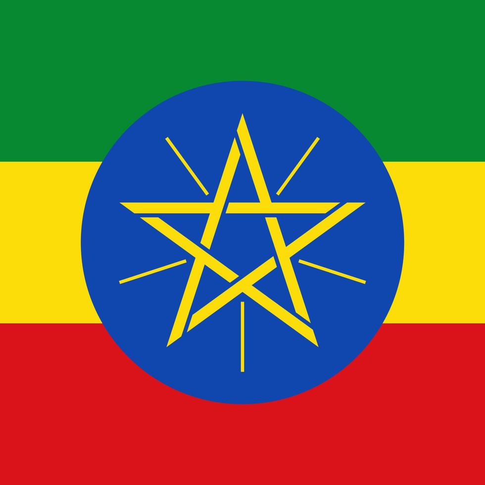 Ethiopia flag, official colors. Vector illustration.