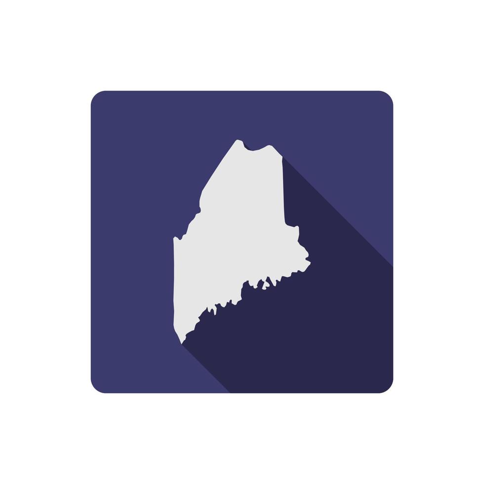 Maine state square map with long shadow vector