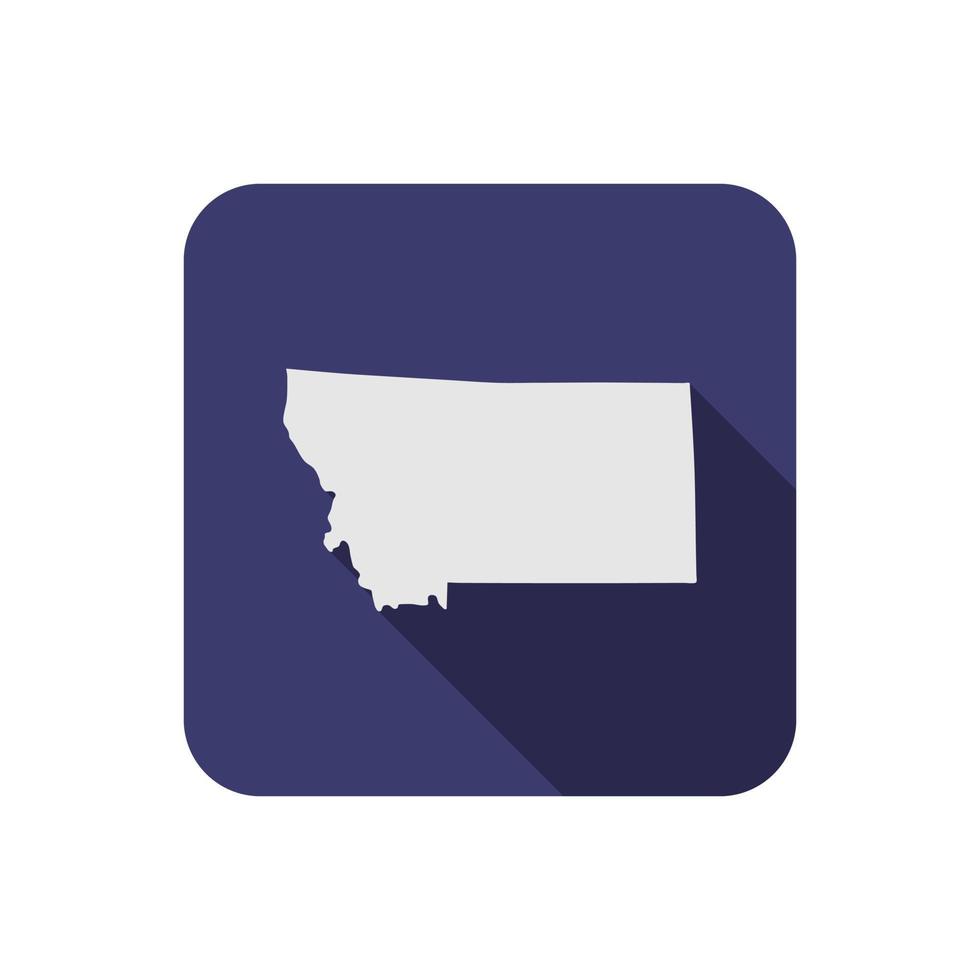 Montana state square map with long shadow vector
