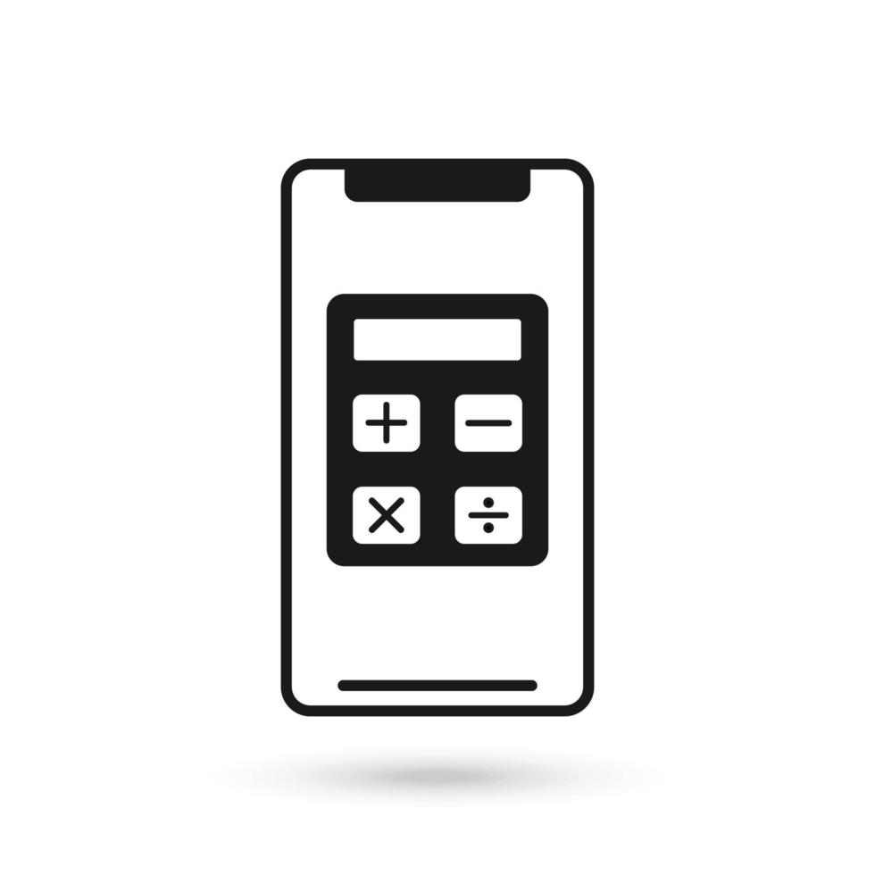 Mobile phone flat design with calculator icon. vector