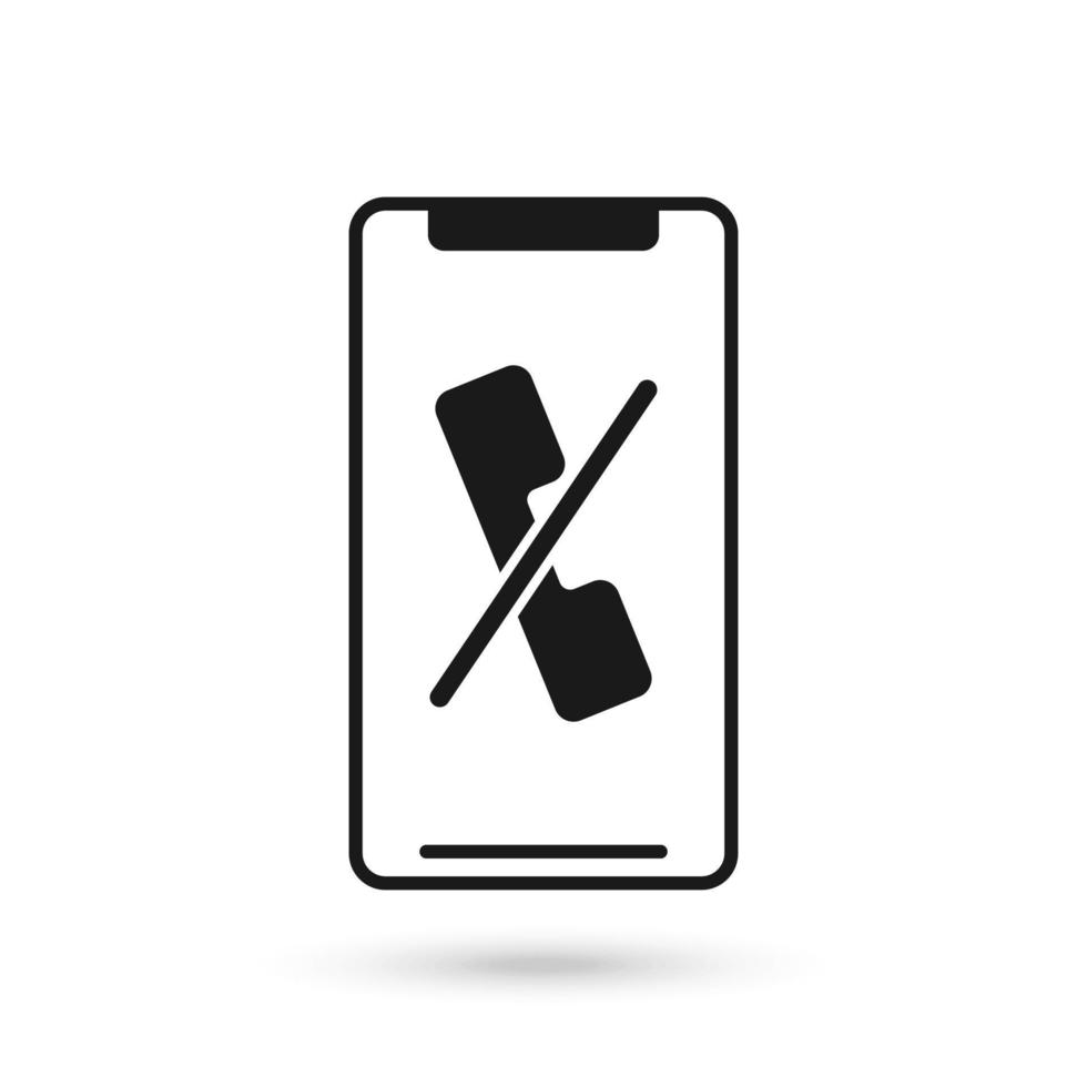 Mobile phone with crossed-out handset flat design icon. vector