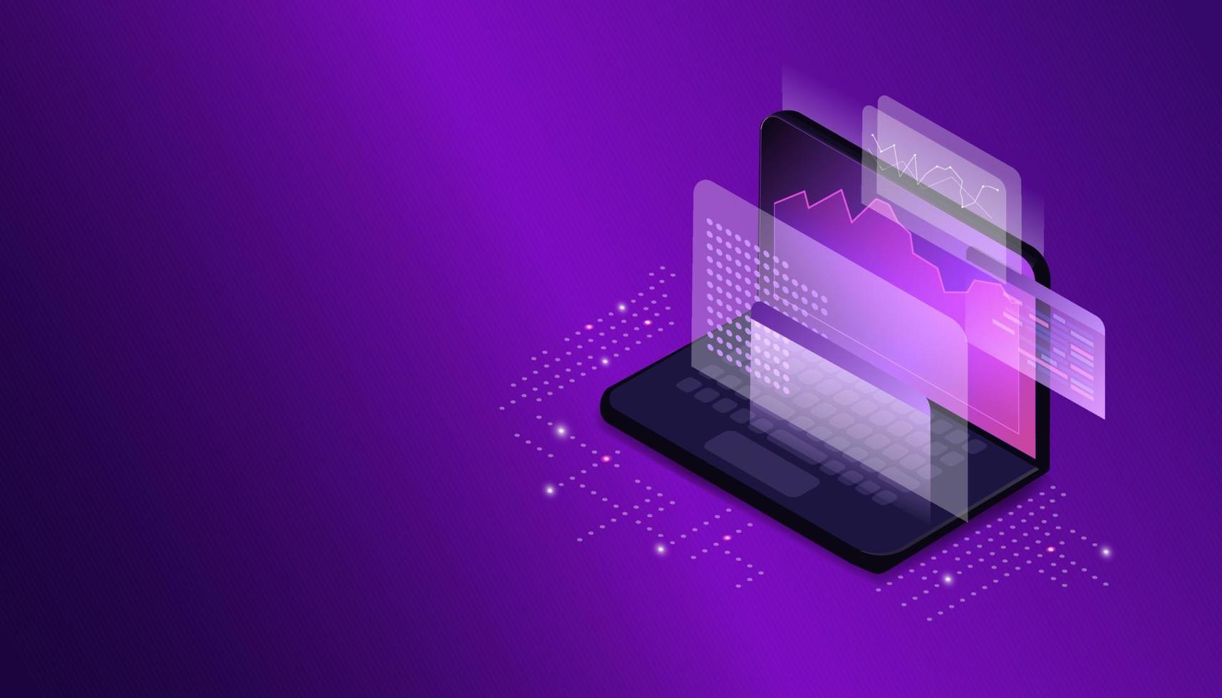 web pages on the laptop screen. Modern technological background. Conceptual banner of web technologies vector