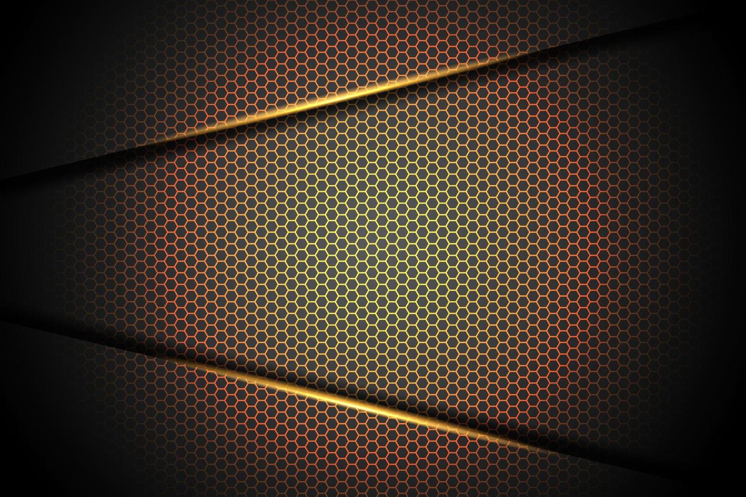 Abstract yellow light line arrow on hexagon background vector