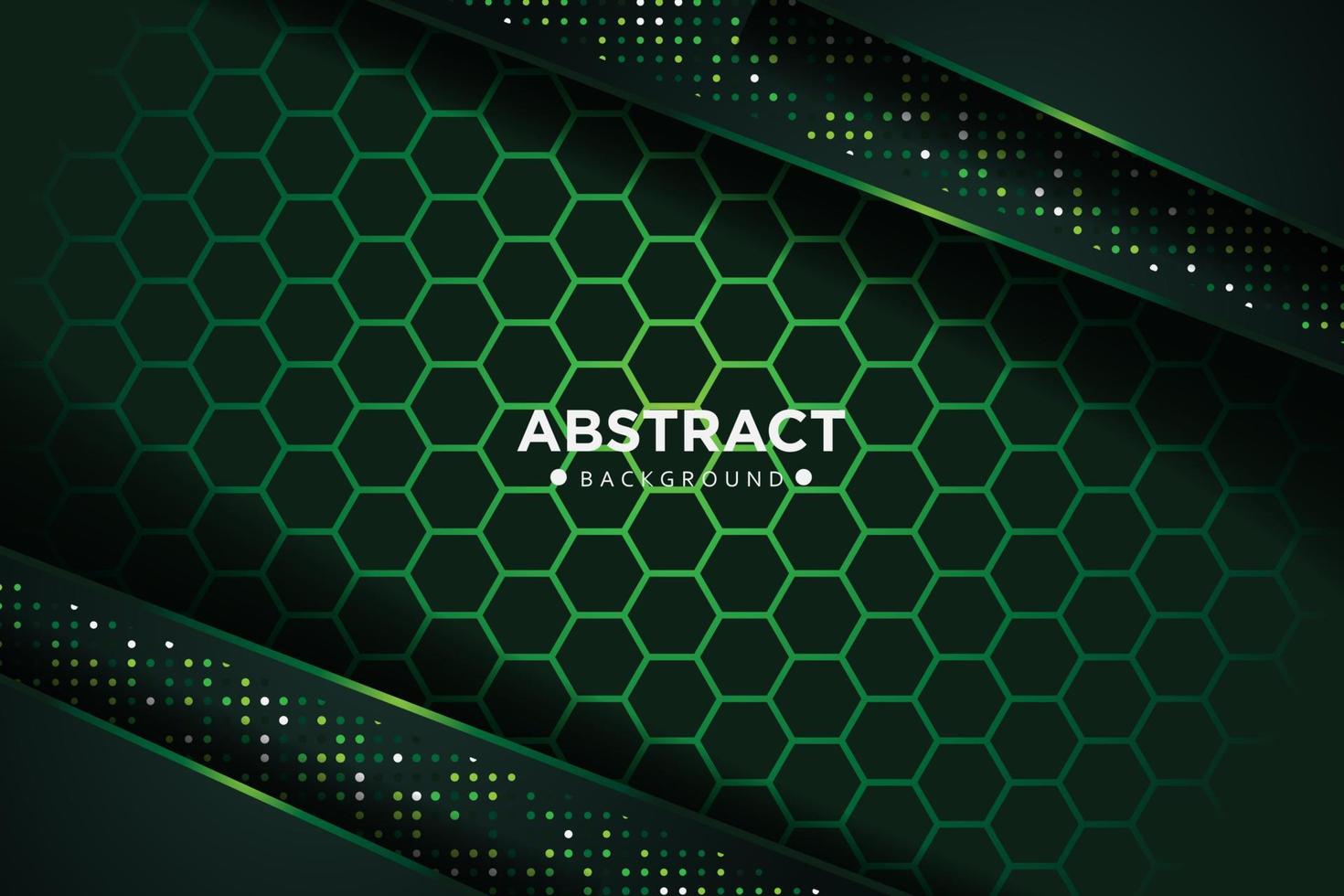 Abstract dark green overlap with glitters dots and hexagon background vector