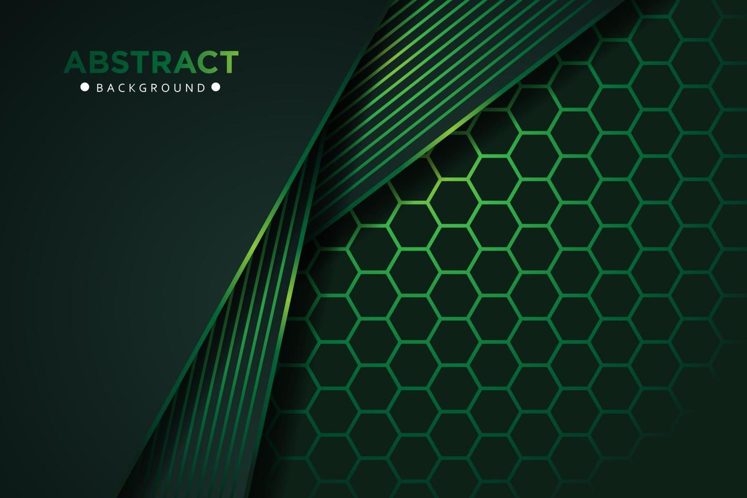 Abstract dark green overlap with line combination and hexagon background vector