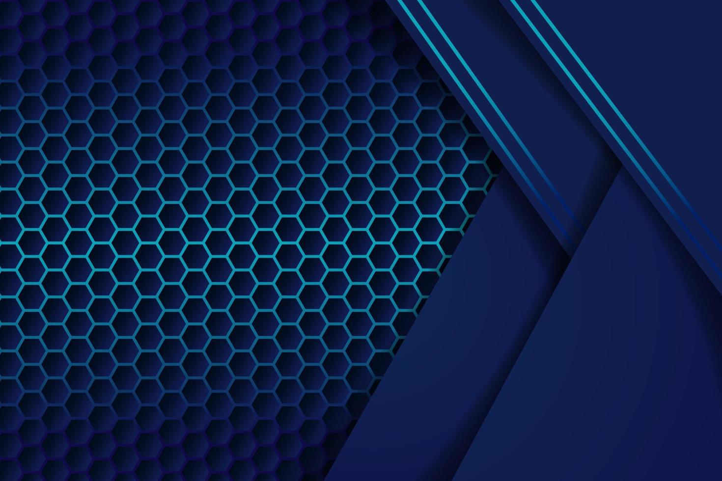 Blue overlap background vector. Realistic overlap layer on hexagon pattern vector