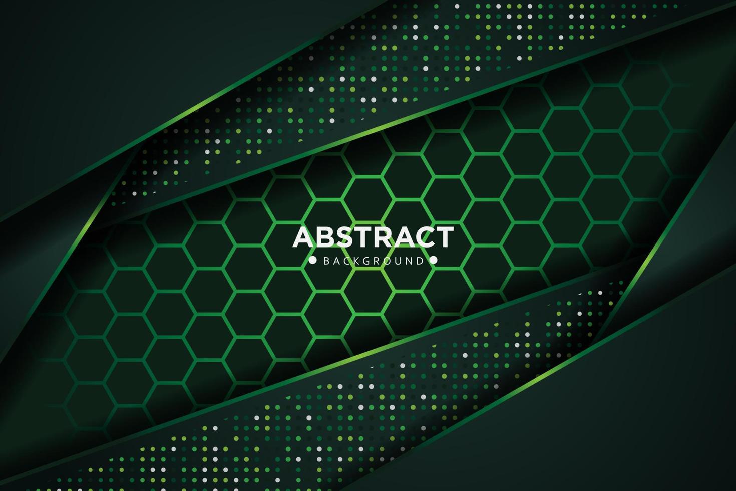 Abstract dark green overlap with glitters dots and hexagon background vector