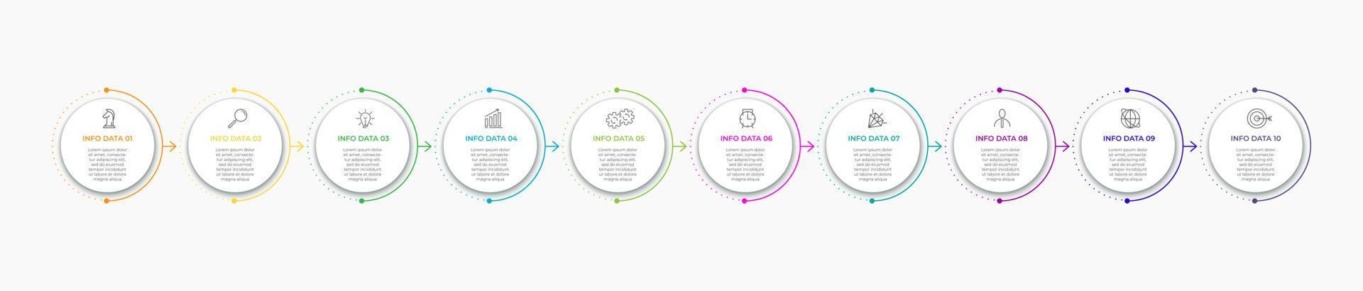 Infographic design business template with icons and 10 options or steps. Can be used for process diagram, presentations, workflow layout, banner, flow chart, info graph vector