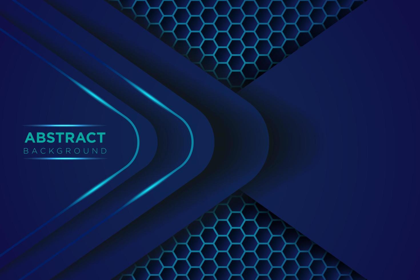 Dark abstract background with blue overlap layers. Modern shape with sparkle light and blue hexagon pattern element decoration. vector