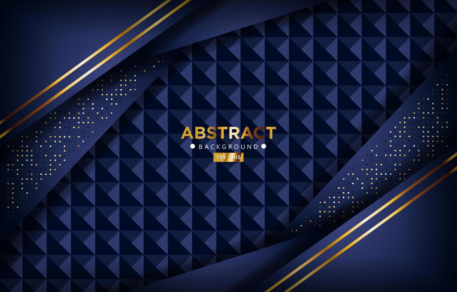 luxurious 3d dark navy blue overlap background with golden lines vector