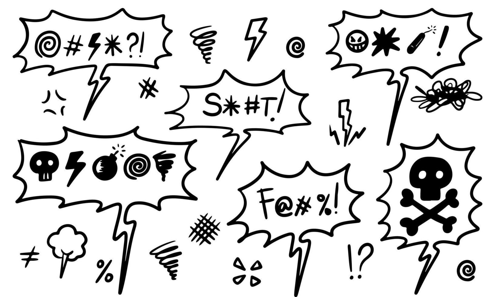 Hand drawn doodle Swearing isolated on white background . set elements, for concept design. vector illustration.