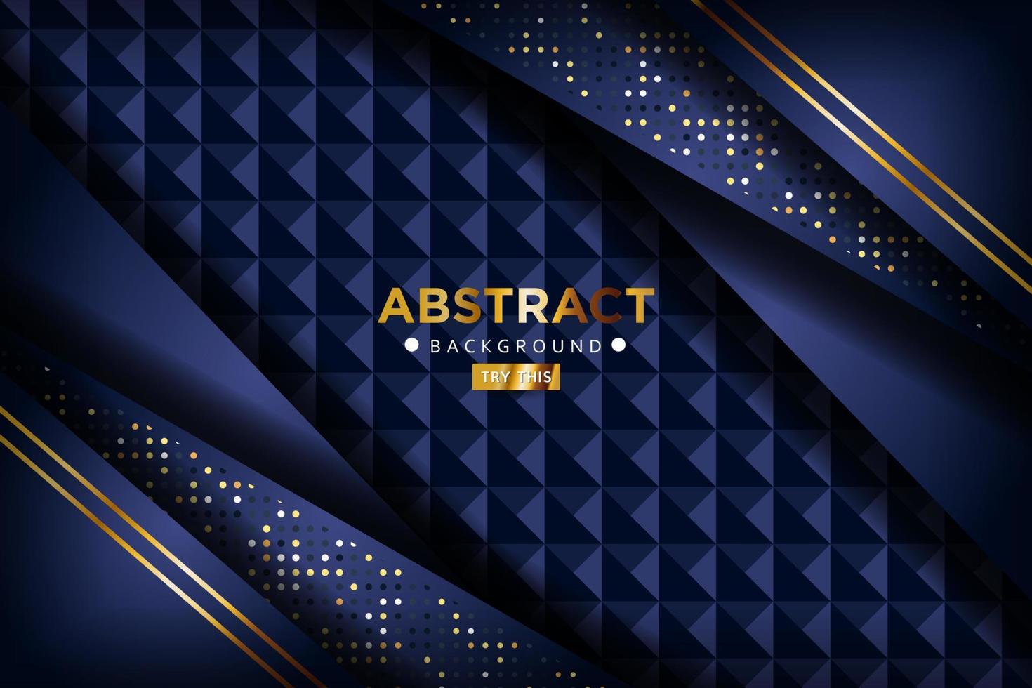 luxurious 3d dark navy blue overlap background with golden lines vector