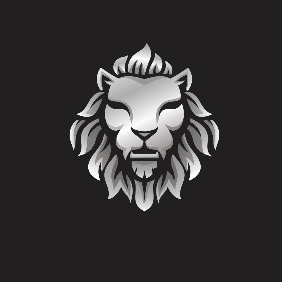 Elegant silver lion head crest vector