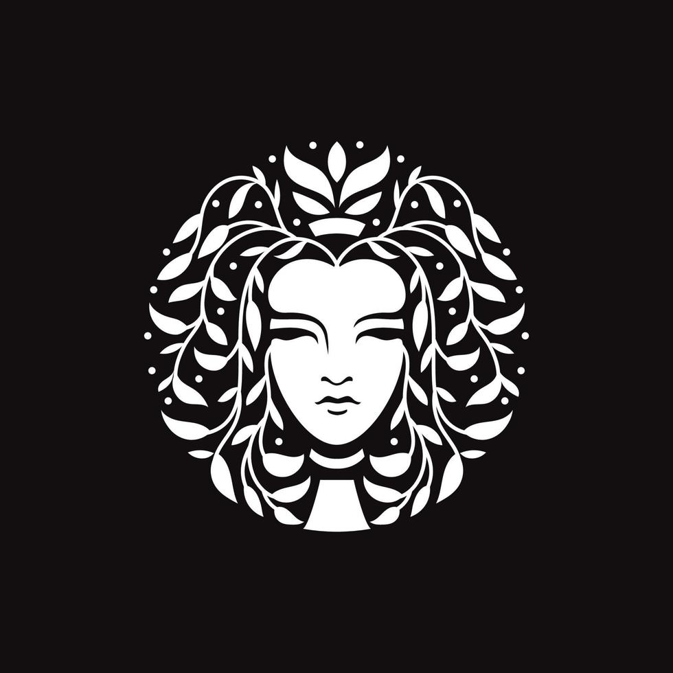 beauty face with Floral hairstyle for hair and beauty salon logo vector