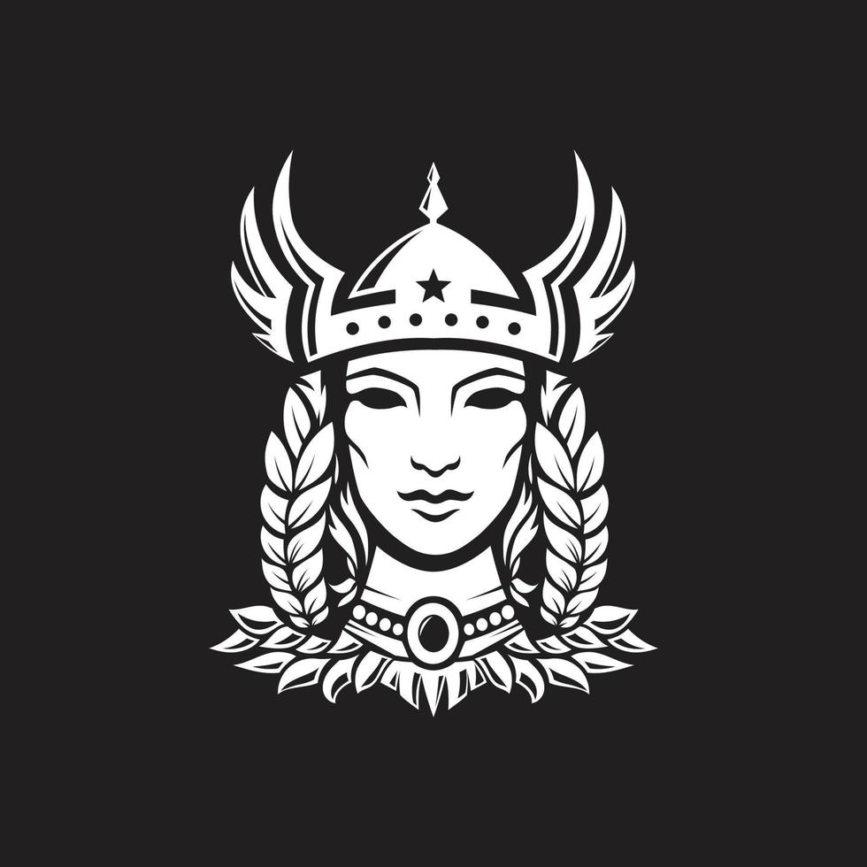 scandinavian mythological character woman-warrior valkyrie in winged helmet vector