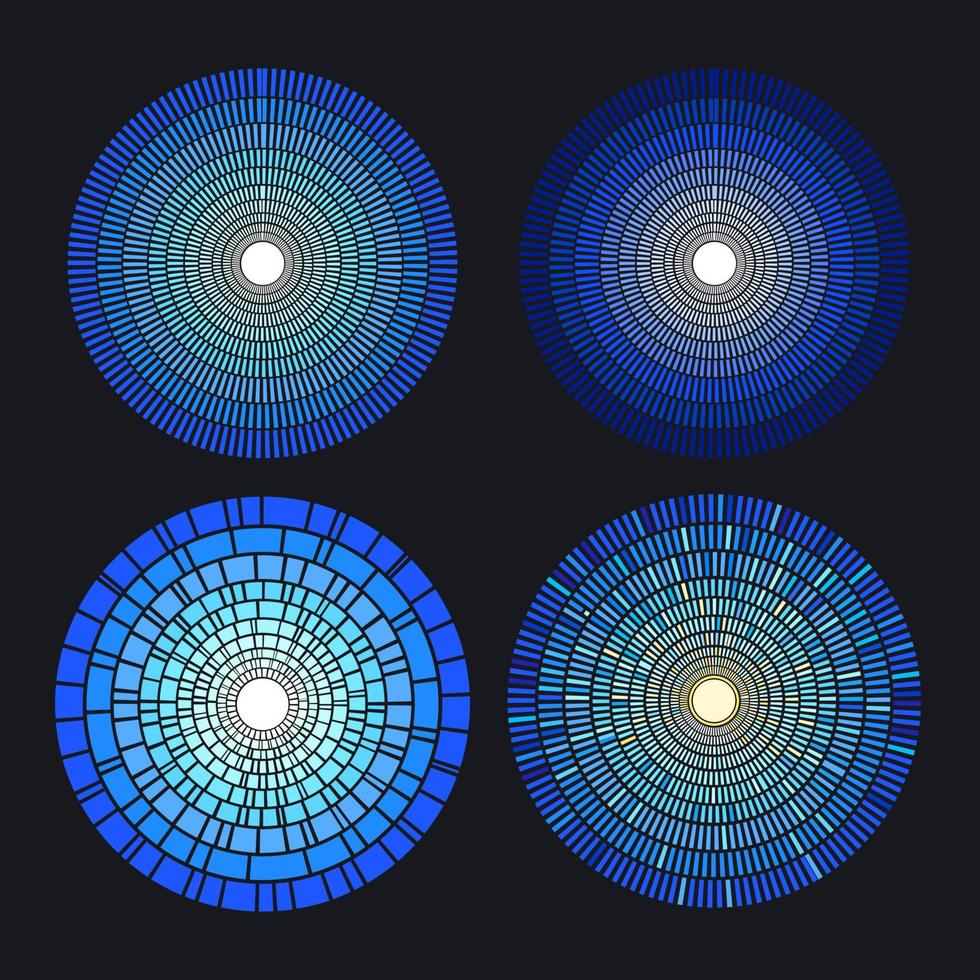 círculos de mosaico azul característicos de proart para su arte vector