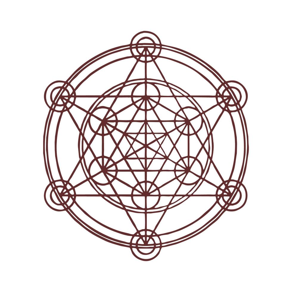 Cube of Metatron Sacred geometry. Overlapping circles grid, GEOMETRY, angle, symmetry, geometric shape vector