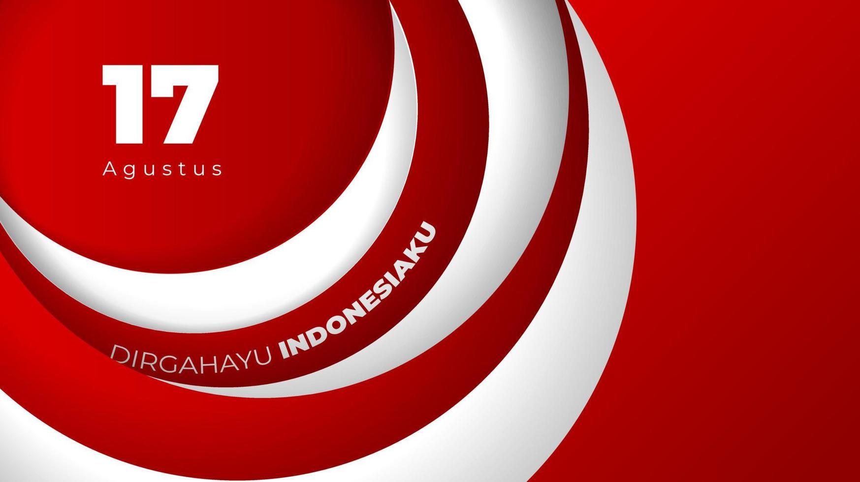 Paper cut background in red and white color design for indonesia independence day design and indonesian text mean is longevity my indonesia vector