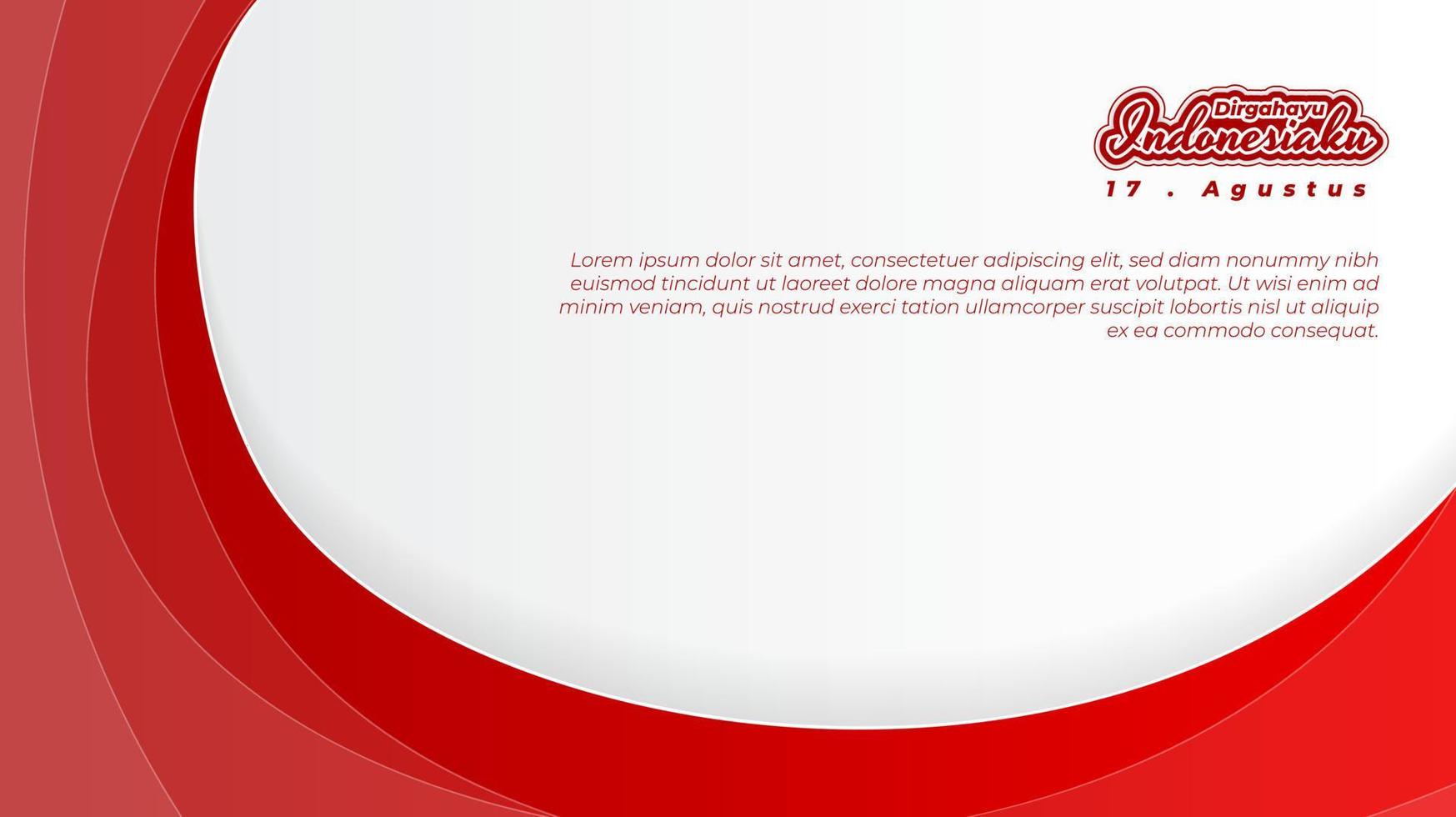 Waving red shape design in white background for indonesia independence day and indonesian text mean is longevity my indonesia vector